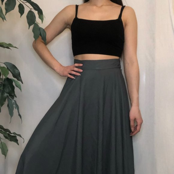 Floor Length A-line Full Grey Skirt - Picture 5 of 6